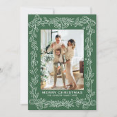 Weihnachtsschmuck Tannengrüne Schleifenbänder 3 Fo Feiertagskarte (Vorderseite)