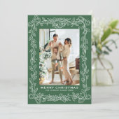 Weihnachtsschmuck Tannengrüne Schleifenbänder 3 Fo Feiertagskarte (Stehend Vorderseite)
