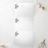 Weihnachtsschmuck Tree blau schwarzer heller Mond Dreifach Gefaltete Urlaubskarte (Innenseite)