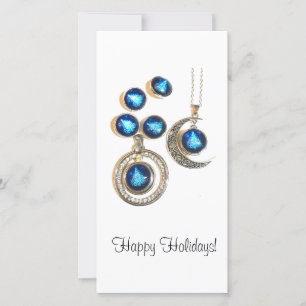 Weihnachtsschmuck Tree blau schwarzer heller Mond Feiertagskarte