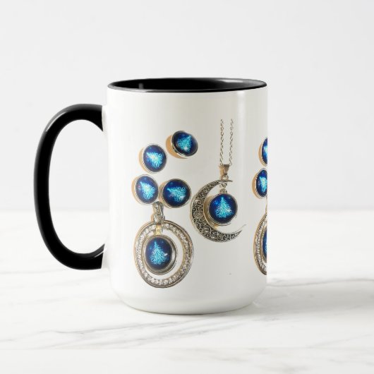 Weihnachtsschmuck Tree blau schwarzer heller Mond Tasse (Links)