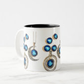 Weihnachtsschmuck Tree blau schwarzer heller Mond Zweifarbige Tasse (Vorderseite Links)