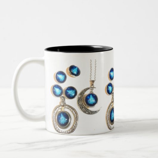 Weihnachtsschmuck Tree blau schwarzer heller Mond Zweifarbige Tasse (Links)