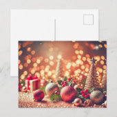 Weihnachtsschmuck über Glittery Hintergrund Postkarte (Vorne/Hinten)