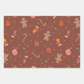 Weihnachtsschmuck und Bonbons Set von 3 Geschenkpapier Set (Vorderseite 3)