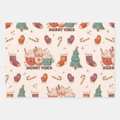 Weihnachtsschmuck und Bonbons Set von 3 Geschenkpapier Set (Vorderseite)