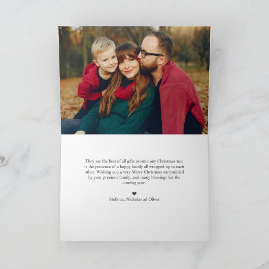 Weihnachtsschmuck und Foliage Holiday Foto Karte (Innenseite)