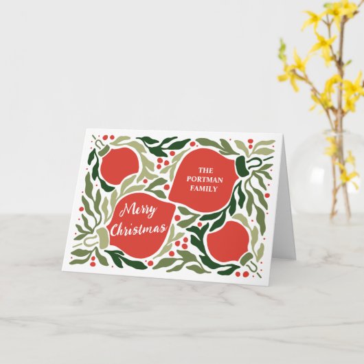 Weihnachtsschmuck und Foliage Holiday Foto Karte (Gelbe Blume)