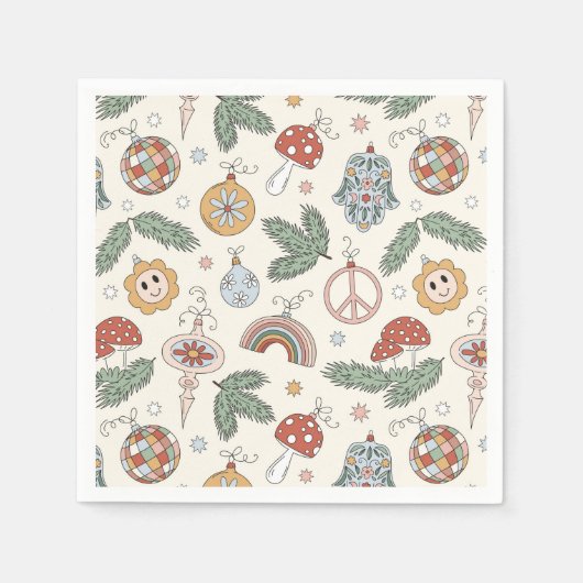 Weihnachtsschmuck und Friedenszeichen Serviette (Vorderseite)