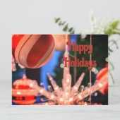 Weihnachtsschmuck und glückliche Ferien Feiertagskarte (Stehend Vorderseite)