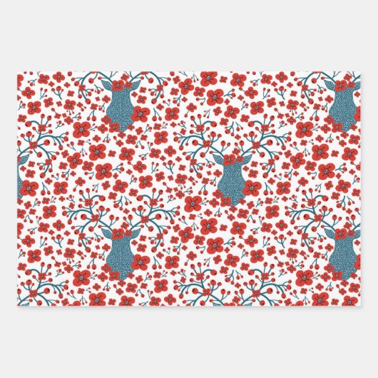 Weihnachtsschmuck und Hirsche Geschenkpapier Set (Vorderseite 2)