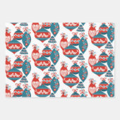 Weihnachtsschmuck und Hirsche Geschenkpapier Set (Vorderseite)