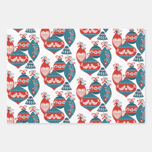 Weihnachtsschmuck und Hirsche Geschenkpapier Set (Vorderseite)