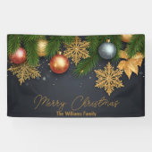 Weihnachtsschmuck und Kiefernzweige Banner (Horizontal)