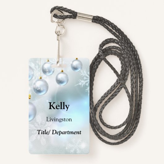 Weihnachtsschmuck und Schneeflocken Ausweis (Vorderseite mit Schlüsselband)