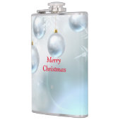 Weihnachtsschmuck und Schneeflocken Flachmann (Links)