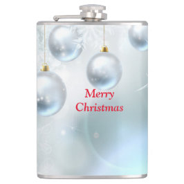 Weihnachtsschmuck und Schneeflocken Flachmann