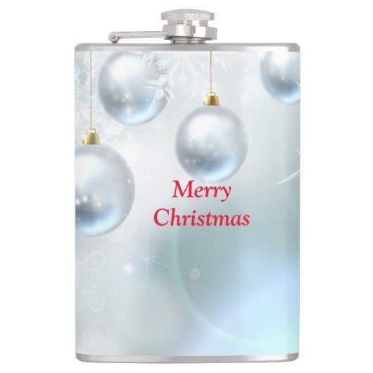 Weihnachtsschmuck und Schneeflocken Flachmann (Vorderseite)