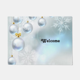 Weihnachtsschmuck und Schneeflocken Fußmatte
