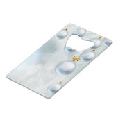 Weihnachtsschmuck und Schneeflocken Geldbeutel Flaschenöffner (Rückseite Schrägansicht)