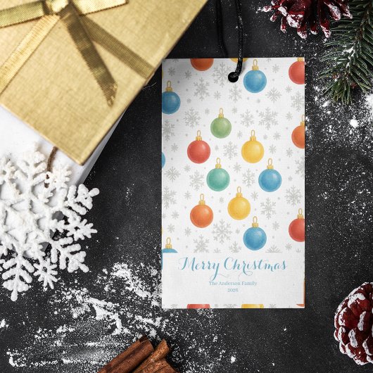 Weihnachtsschmuck und Schneeflocken - Geschenkanhänger