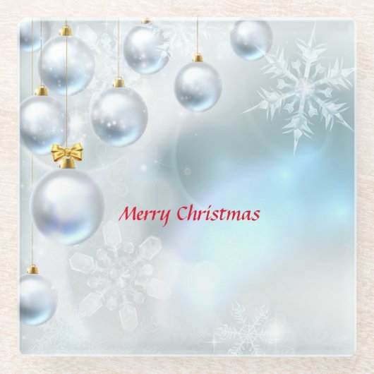 Weihnachtsschmuck und Schneeflocken Glasuntersetzer (Vorderseite)