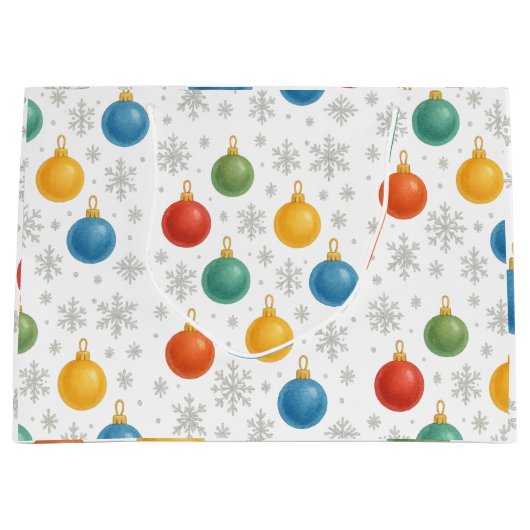 Weihnachtsschmuck und Schneeflocken - Große Geschenktüte (Vorderseite)