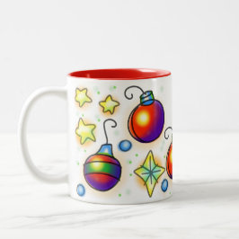 Weihnachtsschmuck und Sterne drucken Zweifarbige Tasse