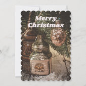 Weihnachtsschmuck und Weihnachtsbaum Feiertagskarte (Vorderseite)