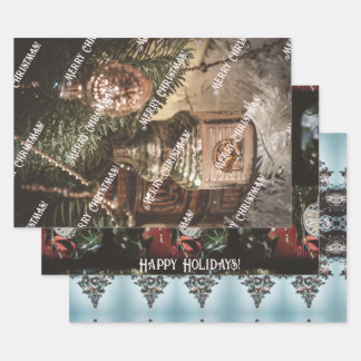 Weihnachtsschmuck und Weihnachtsbaum Geschenkpapier Set