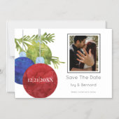 Weihnachtsschmuck Verlobung Foto Save the Date Magneteinladung (Vorderseite)