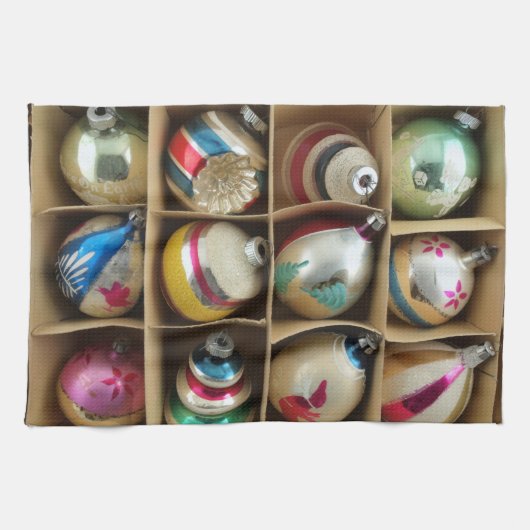 Weihnachtsschmuck, Vintag, Glas, Favoriten Geschirrtuch (Horizontal)