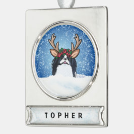 Weihnachtsschmuck vom japanischen Chin Reindeer Banner-Ornament Silber