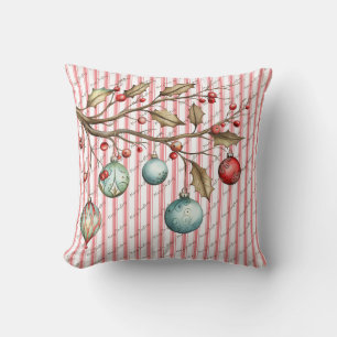 Weihnachtsschmuck Wasserfarbe Preppy Pink Streifen Kissen