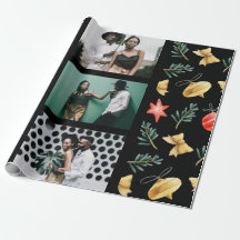 Weihnachtsschmuck Wasserfarben Foto Collage Black