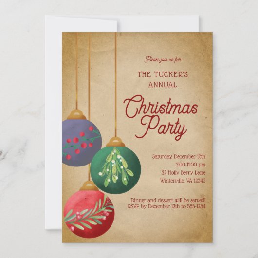 Weihnachtsschmuck Weihnachten Party Einladung (Vorderseite)