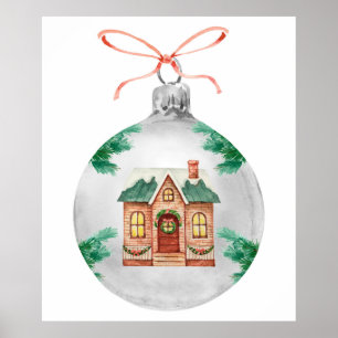 Weihnachtsschmuck Weihnachtsbaum Aquarell Poster