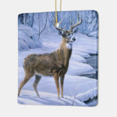 Weihnachtsschmuck-Winter Hirschszene Keramikornament (Links)