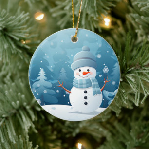 Weihnachtsschmuck-Winter Snowman Szene Keramik Ornament