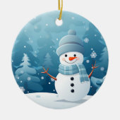 Weihnachtsschmuck-Winter Snowman Szene Keramik Ornament (Vorne)