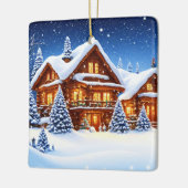 Weihnachtsschmuck-Winter-Szene Keramik Ornament (Links)