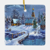 Weihnachtsschmuck-Winter-Szene Keramik Ornament (Vorderseite)
