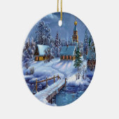 Weihnachtsschmuck-Winter-Szene Keramikornament (Rechts)