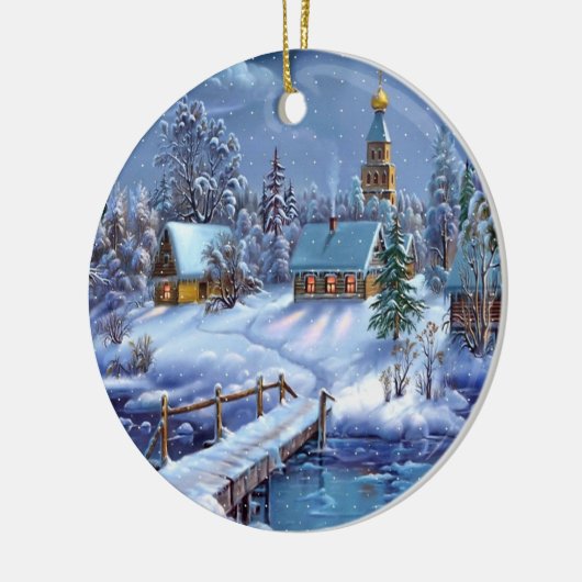 Weihnachtsschmuck-Winter-Szene Keramikornament (Links)