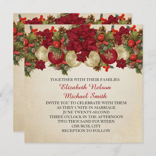 Weihnachtsschmuck WinterWedding Einladung (Vorne/Hinten)