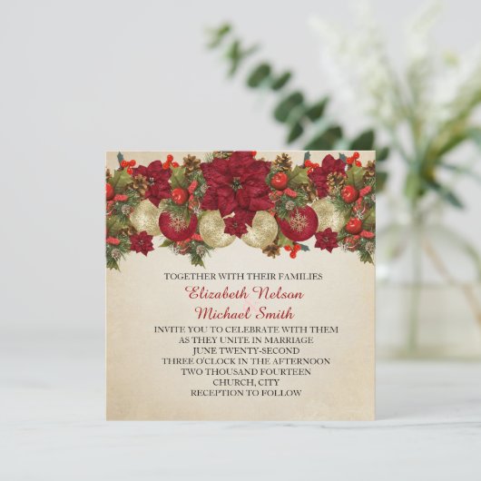 Weihnachtsschmuck WinterWedding Einladung (Stehend Vorderseite)