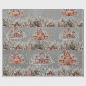 Weihnachtsschmuck-Zuhause in Snow Steel Gray Geschenkpapier (Flach)