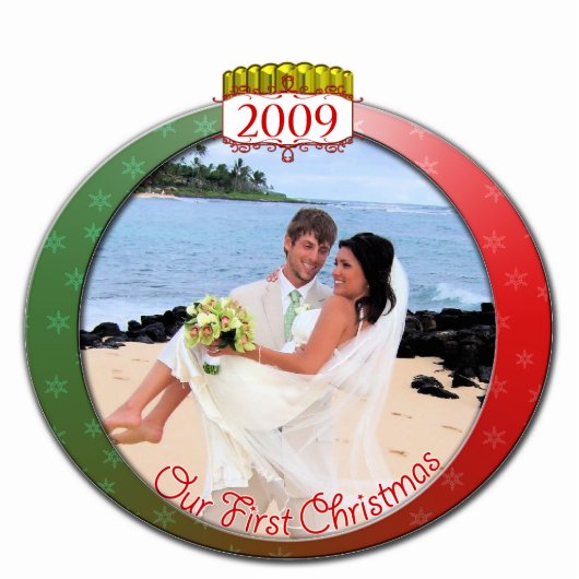 Weihnachtsschmuck zum ersten Mal Weihnachten Fotoskulptur Ornament (Vorne)