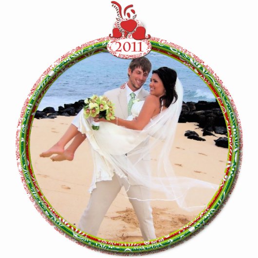 Weihnachtsschmuck zum ersten Mal Weihnachten Fotoskulptur Ornament (Vorne)