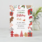 Weihnachtsschmuck zum Geburtstag Einladung (Stehend Vorderseite)